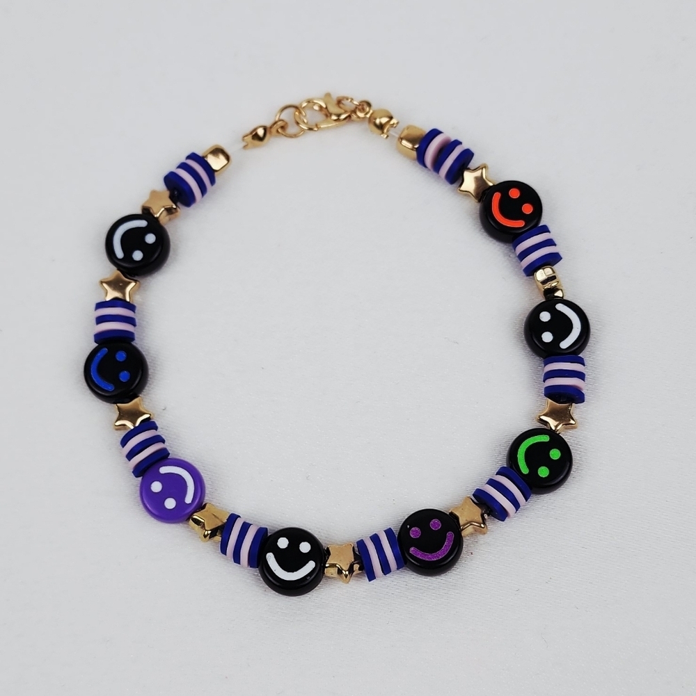 Handmade Smiley Face Star Multi Color Bracelet